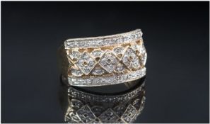 9ct Gold Diamond Cluster Ring, Ring Size S