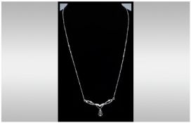 9ct White Gold Black & White Diamond Necklace Stamped 9ct