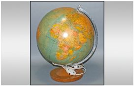 A Vintage Political - Illuminated Terrestrial Globe by Arthur Krause. c.1968. Stands 13 Inches.
