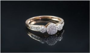 9ct Gold Diamond Cluster Ring, Ring Size O½