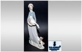 Lladro Figure ` Girl and Goose and Dog ` Model No.4866. Issued 1974-1993. Height 10.5 Inches,
