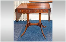 Reproduction Mahogany Sofa Table with a cross banded edge, 2 drawers to the centre, supported  by a