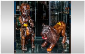 African Wood Carved Man Playing the Bongo. Stands 11.5`` High. Also with Wood Carved Lion Highest