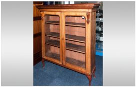 Victorian Mahogany Double Door Glazed Standing Wall Unit on adapted cabriole legs. 50`` in height,
