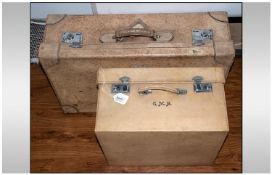 Two Vintage Pig Skin Cases with chrome lock plates & mounts. Comprising one vanity case & one