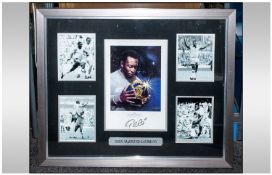 Pele Limited Edition, Signed Framed Montage. Comprising a Mixture of Photographs and A Certificate