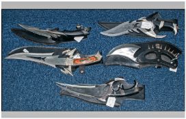 Display Purposes Only. Collection of 5 medieval/gothic fantasy display daggers. All with leather