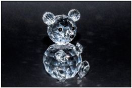 Swarovski Crystal Figure `Teddy Bear` With Jet Eyes & Nose, Number 7637075000, Complete with box.