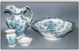 Porcelain  Dressing Table Set comprising water bowl and jug, soap dish and pot.