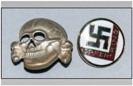 WW2 German Party Badge and SS Cap Skull