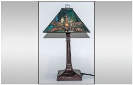 Tiffany Style & Impressive Small Table/Desk Lamp. Stands 14.5`` in height. Excellent condition.