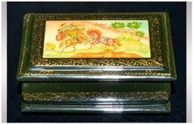 Fine Quality Russian Lacquer Table Box beautifully handpainted and featuring allegory to fairy tale
