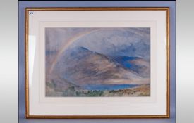 Joseph Arthur Palliser Severn (1842-1931) Watercolour, `Rainbow Over Brantwood, Coniston Water`,