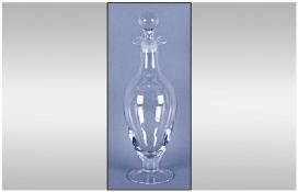 Glass Decanter of elegant style with frosted stopper and fluted rim. 14`` in height.