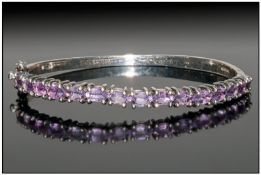 Silver Amethyst Set Bangle