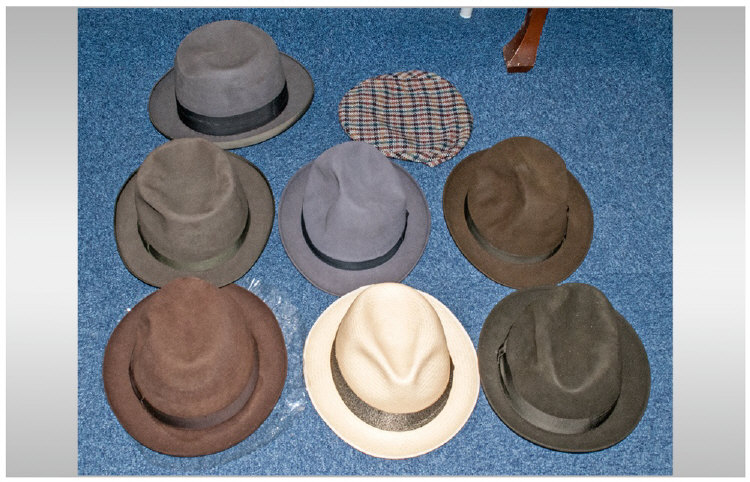 6 Assorted Gents Hats To Include Ambassador Guaranteed All Fur, Failsworth Finest Fur Felt,