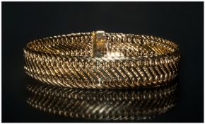 14ct Gold Italian Bracelet Mesh Design Stamped Italy 14KT Milor, Length 8 Inches