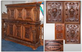 Antique Impressive French Borroc Style Walnut Buffet Cabinet, finely carved to the top cupboard