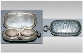 Victorian Hinged Silver Double Sovereign Holder Hallmark Birmingham 1900 with engraved decoration