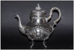 German/Prussia Late 19th Century Fine Embossed & Ornate Teapot, with vacant cartouche. Marked with