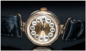 Rolex Manual Wind Ladies 9ct Gold Octagonal Cased Wristwatch. Circa 1930;s fitted to a black