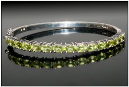 Silver Peridot Set Bangle