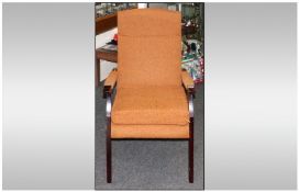 Orthopedic Traditional High Seat Armchair, reversible cushion in teracotta fabric, hard wood frame.