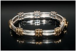 Tiffany & Company Silver Bi Metal Fancy Link Bracelet, Fully Hallmarked And Stamped, Length 7