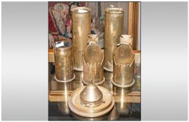 Collection Of Trench Art To Include A Pair Of Pen Holders Marked `Souvenir 1914 Of The Great War`,