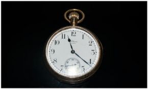 Waltham Pocket Watch with 9 jewel, anti-magnetic, adjusted to temperature. In a gold-filled open