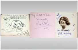 Autograph Album of Early 20thC Music Hall and Football Signatures and Professional Caricatures,