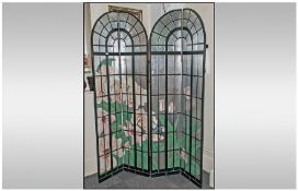 WITHDRAWN  Unusual Shaped Top Lacquered Four Panel Folding Screen, the arched top in two sections