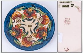 Moorcroft Limited Edition 1999 Year Cabinet Plate `Tiger Lily` Pattern, Designed by Nicola Slaney &