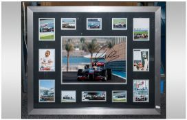 Signed Lewis Hamilton, Framed Montage Comprising a mixture of Photographs, with a Certificate of
