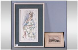 Framed Watercolour Titled ` The Model - Kathleen ` by Jack Blackwell. 16 x 24 Inches, together with