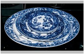 George Jones Blue and White Dinner plates comprising Large Oval Platter, Medium Plater, Large