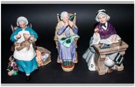 Royal Doulton Figures, 3 in total. 1. A Stitch In Time, HN 2352, Designer M.Nicoll, issued 1966-