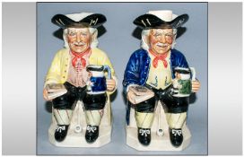 Kevin Francis Ceramics Hand Made Rare Limited & Numbered Edition `Vic Schular` Toby Jugs two in