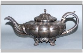 Victorian Silver Plated Aladdin`s Lamp Shaped Tea Pot. Stands 5.5 Inches High, Diameter 12 Inches.