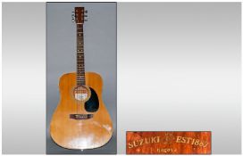 Suzuki Nagoya Hand Made Acoustic Six String Guitar, S.D-355.N.  40.5`` in length.