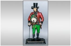 Unusual Painted Metal Dutch clock vendor figure of a man in 18th Century garb. With clocks attached