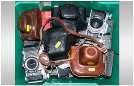 Collection Of Cameras Including Dacora Dignette, Ilford Sportsman With Dacora Lens, Bella 44, Kodak