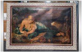 Antique 18th Century Style French Oil On Canvas Large Painting Of A Semi Nude. 38.5x24``