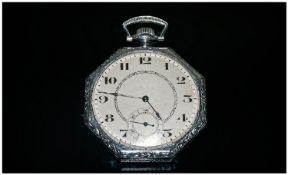 Waltham 15 Jewel Pocket Watch in art deco case. In good working order.