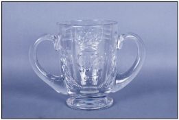 George VI Cut Glass Two Handled Goblet inscribed 1937, 6 inches high.
