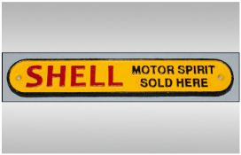Cast Iron Style Shell Motor Spirit Sign measuring 11`` in width.