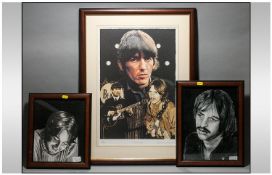 The Beatles Signed Limited Edition Coloured Print signed in pencil lower right. Titled `George`.
