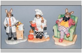 Royal Doulton Bunnykins Figures, 3 in total. 1. Once Upon A Time, DB 441,  2. Chef D 379,  3.