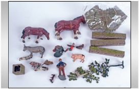 Small Farm Yard Set comprising led stables, out buildings, landscape, fences animals and