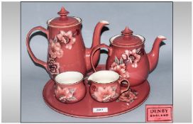Denby Tea Set & Tray comprising tea pot, water jug, sugar bowl, milk jug & tray